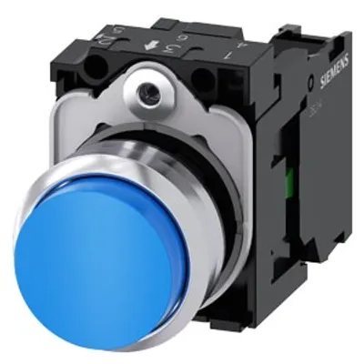 Siemens 3SU1150-0BB50-1BA0-Z X90 – Pushbutton, 22 mm, round, metal, shiny, blue, pushbutton