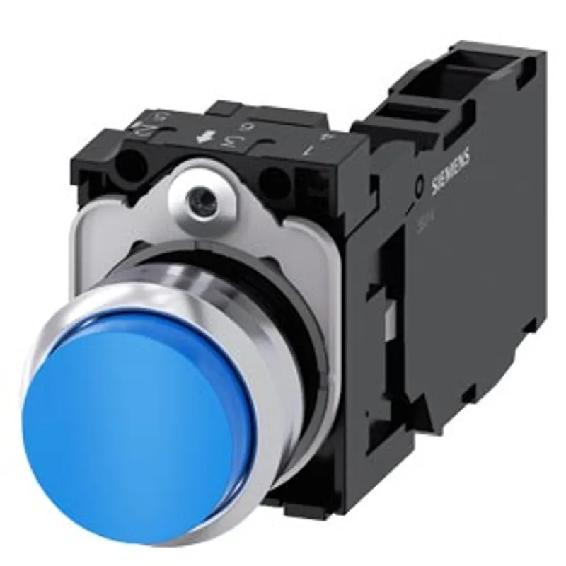 Siemens 3SU1150-0BB50-1FA0-Z Y15 – Pushbutton, 22 mm, round, metal, shiny, blue, pushbutton — photo 1 of 3