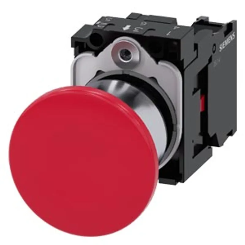 Siemens 3SU1150-1BA20-1CA0-Z Y13 – Mushroom pushbutton, 22 mm, round, metal, shiny, red, 40mm