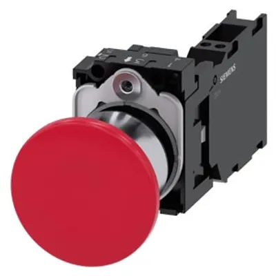 Siemens 3SU1150-1BA20-3FA0-Z Y15 – Mushroom pushbutton, 22 mm, round, metal, shiny, red, 40mm
