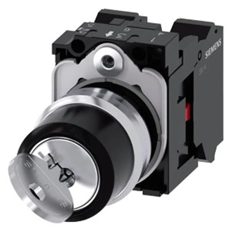 Siemens 3SU1150-4BF01-3PA0-Z Y12 – RONIS key-operated switch, 22 mm, round, metal, shiny — photo 1 of 3