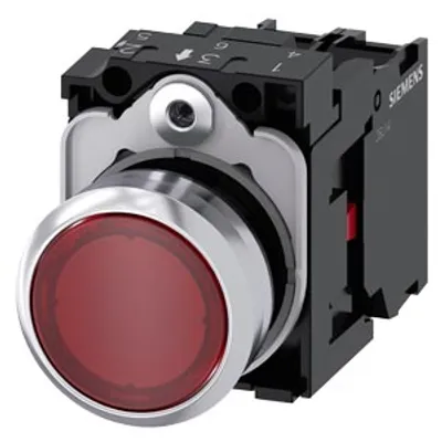 Siemens 3SU1152-0AB20-1CA0-Z Y19 – Illuminated pushbutton, 22 mm, round, metal, shiny, red