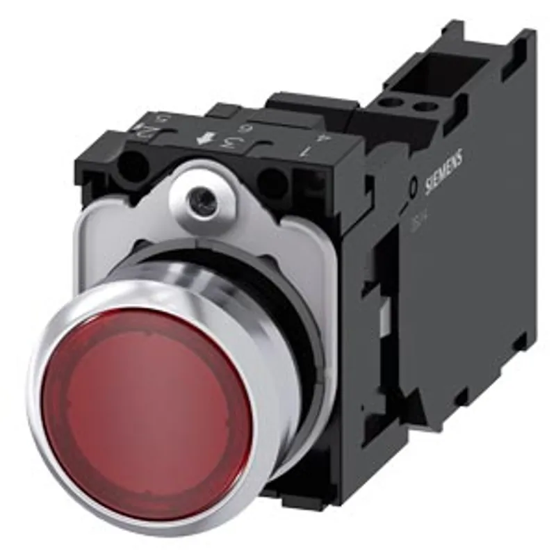 Siemens 3SU1152-0AB20-3FA0-Z Y10 – Illuminated pushbutton, 22 mm, round, metal, shiny, red