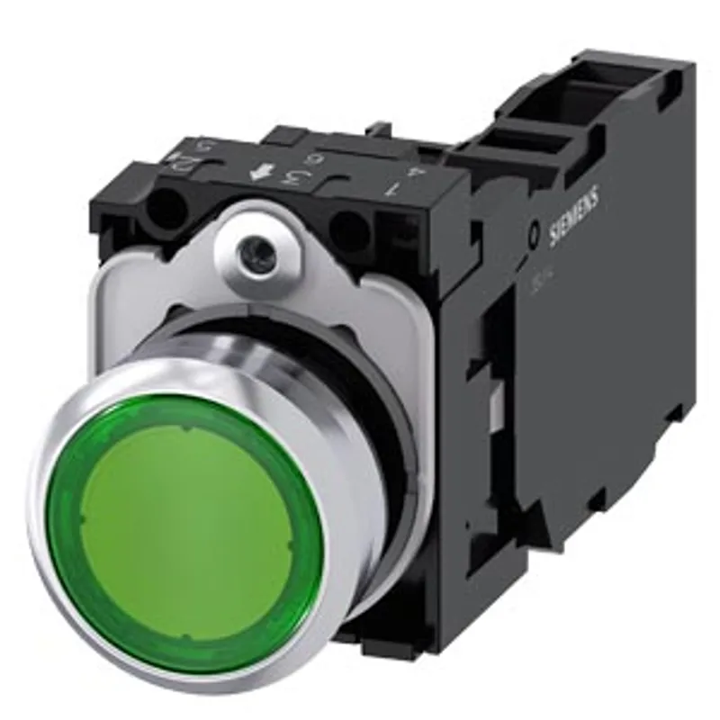 Siemens 3SU1152-0AB40-1FA0-Z Y13 – Illuminated pushbutton, 22 mm, round, metal, shiny, green