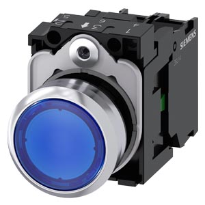 Siemens 3SU1152-0AB50-1BA0-Z Y12 – Illuminated pushbutton, 22 mm, round, metal, shiny, blue