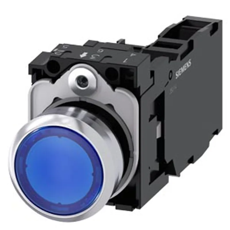 Siemens 3SU1152-0AB50-1FA0-Z Y10 – Illuminated pushbutton, 22 mm, round, metal, shiny, blue