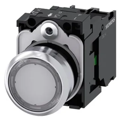 Siemens 3SU1152-0AB70-1BA0-Z X90 – Illuminated pushbutton, 22 mm, round, metal, shiny, clear