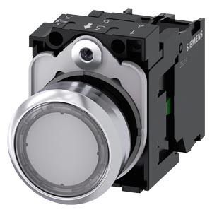 Siemens 3SU1152-0AB70-1BA0-Z Y10 – Illuminated pushbutton, 22 mm, round, metal, shiny, clear