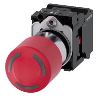 Siemens 3SU1152-1GB20-3PW0 – EMERGENCY STOP mushroom pushbutton, illuminable, 22 mm