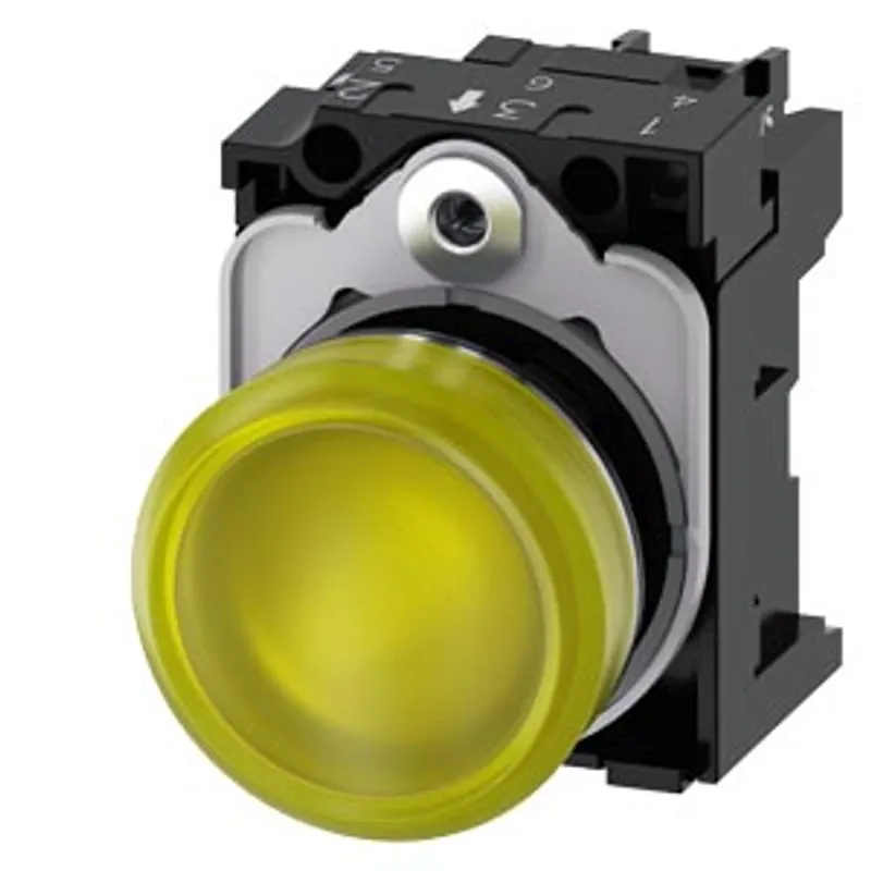 Siemens 3SU1152-6AA30-1AA0-Z Y19 – Indicator lights, 22 mm, round, metal, shiny, yellow, lens