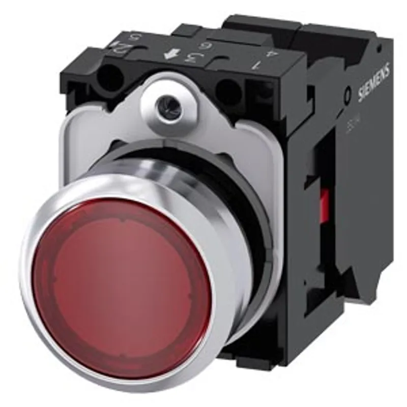 Siemens 3SU1153-0AB20-3CA0-Z Y13 – Illuminated pushbutton, 22 mm, round, metal, shiny, red