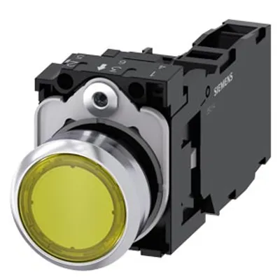 Siemens 3SU1153-0AB30-1FA0-Z Y12 – Illuminated pushbutton, 22 mm, round, metal, shiny, yellow