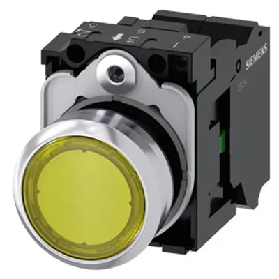 Siemens 3SU1153-0AB30-3BA0-Z Y12 – Illuminated pushbutton, 22 mm, round, metal, shiny, yellow, pushbutton, flat, momentary contact type Siemens 3SU1153-0AB30-3BA0-Z Y12 – Illuminated pushbutton, 22 mm, round, metal, shiny, yellow, pushbutton, flat, momentary contact type