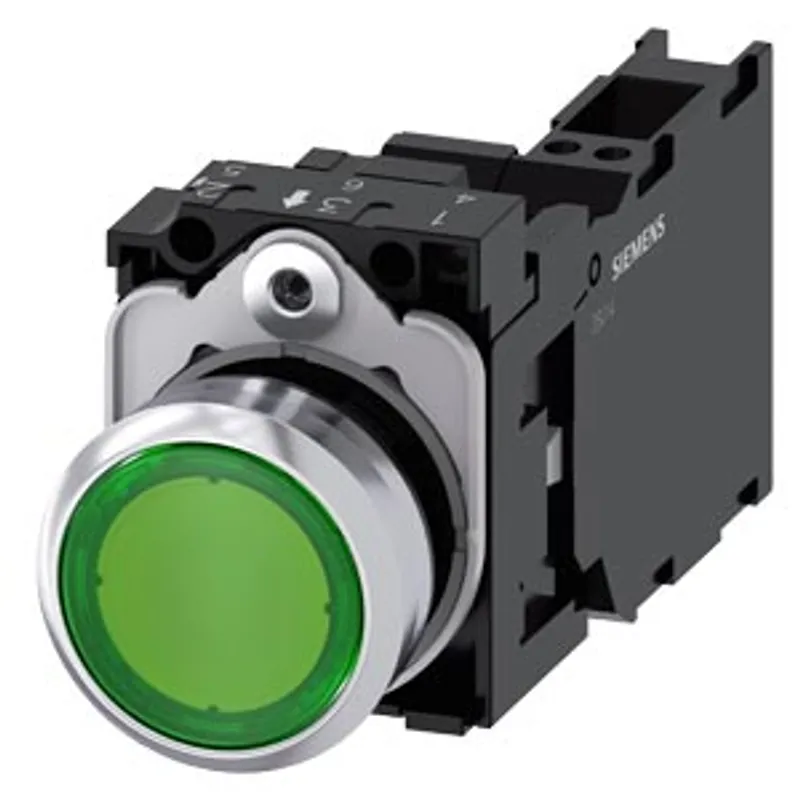 Siemens 3SU1153-0AB40-3FA0-Z Y19 – Illuminated pushbutton, 22 mm, round, metal, shiny, green