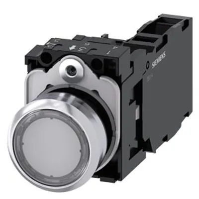 Siemens 3SU1153-0AB70-1FA0-Z Y12 – Illuminated pushbutton, 22 mm, round, metal, shiny, clear