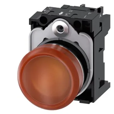 Siemens 3SU1153-6AA00-1AA0-Z X90 – Indicator lights, 22 mm, round, metal, shiny, amber, lens