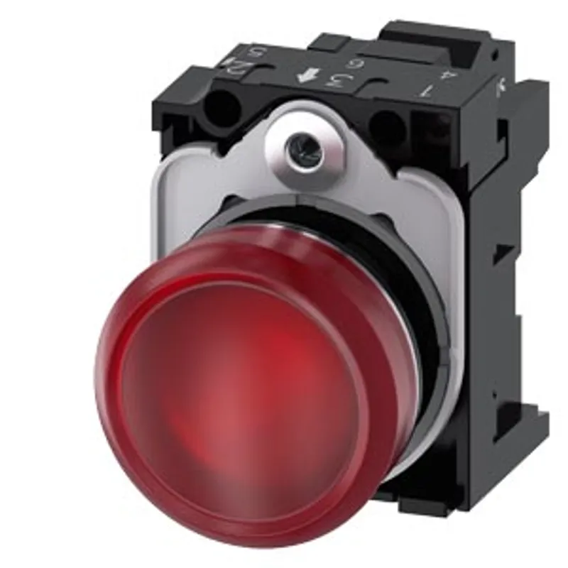 Siemens 3SU1153-6AA20-3AA0-Z Y13 – Indicator lights, 22 mm, round, metal, shiny, red, lens