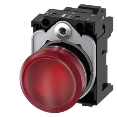 Siemens 3SU1153-6AA20-3AA0 – Indicator lights, 22 mm, round, metal, shiny, red, lens