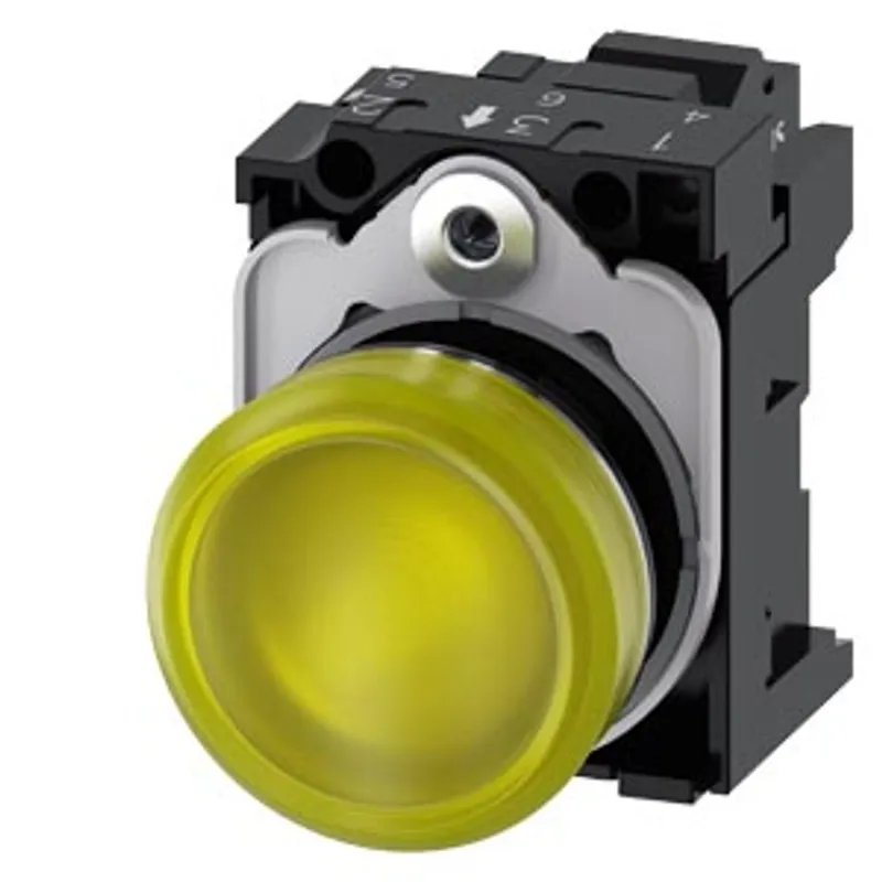 Siemens 3SU1153-6AA30-3AA0-Z Y10 – Indicator light, 22 mm, round, metal, shiny, yellow, lens