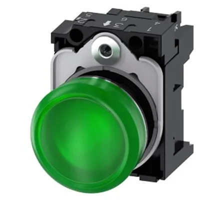 Siemens 3SU1153-6AA40-1AA0-Z Y15 – Indicator lights, 22 mm, round, metal, shiny, green, lens