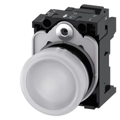 Siemens 3SU1153-6AA60-3AA0 – Indicator lights, 22 mm, round, metal, shiny, white, lens, smooth, with holder Siemens 3SU1153-6AA60-3AA0 – Indicator lights, 22 mm, round, metal, shiny, white, lens, smooth, with holder