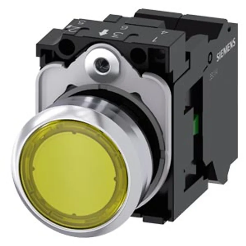 Siemens 3SU1156-0AB30-3BA0-Z Y12 – Illuminated pushbutton, 22 mm, round, Metal, shiny, yellow — photo 1 of 3