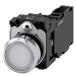 Siemens 3SU1156-0AB60-1FA0-Z Y19 – Illuminated pushbutton, 22 mm, round, Metal, shiny, white
