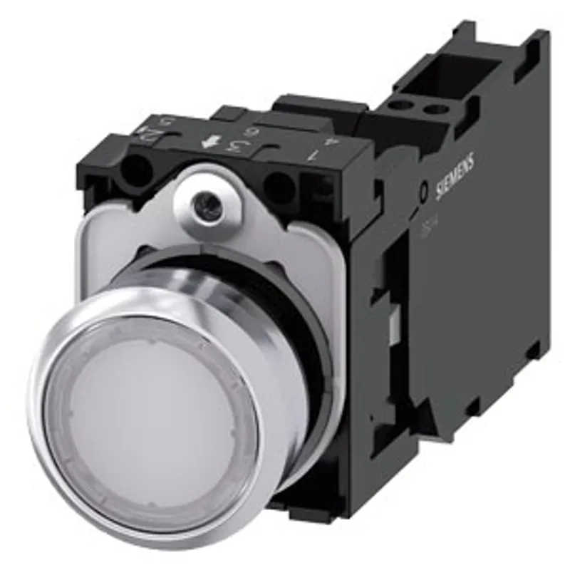 Siemens 3SU1156-0AB60-3FA0-Z Y12 – Illuminated pushbutton, 22 mm, round, Metal, shiny, white