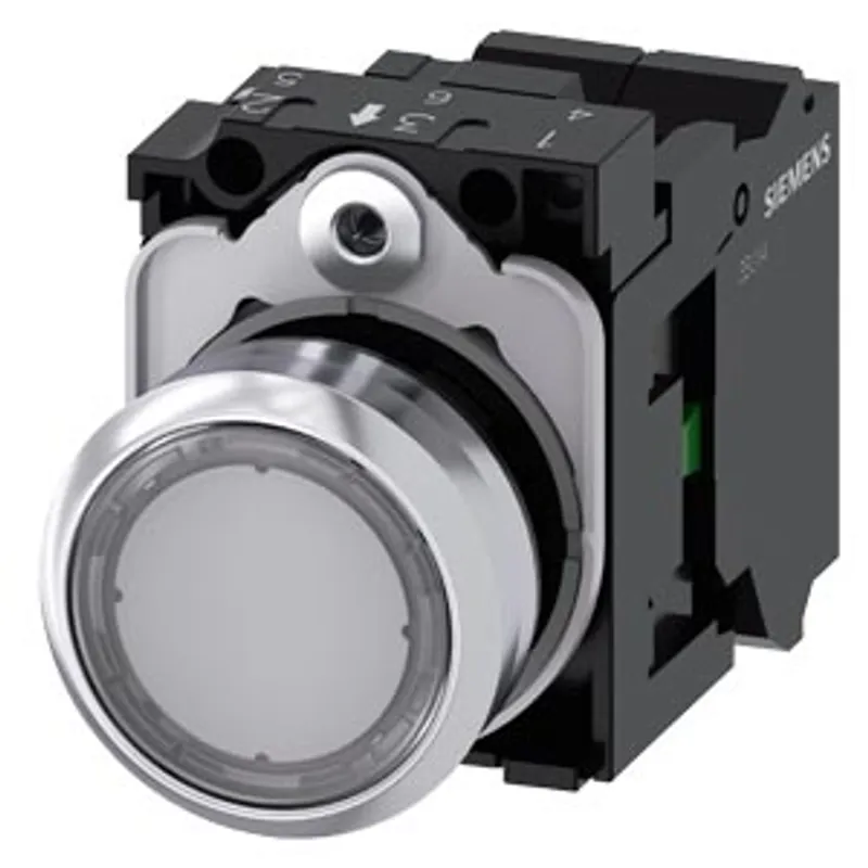 Siemens 3SU1156-0AB70-3BA0-Z Y12 – Illuminated pushbutton, 22 mm, round, Metal, shiny