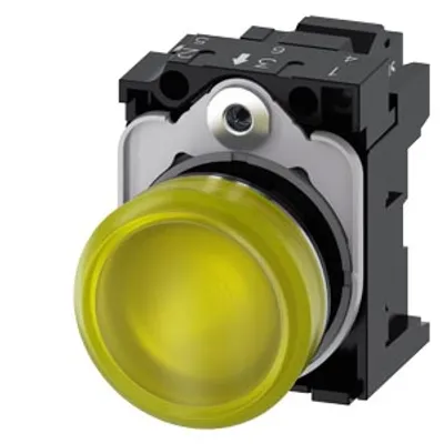 Siemens 3SU1156-6AA30-3AA0-Z Y12 – Indicator lights, 22 mm, round, Metal, shiny, yellow, lens