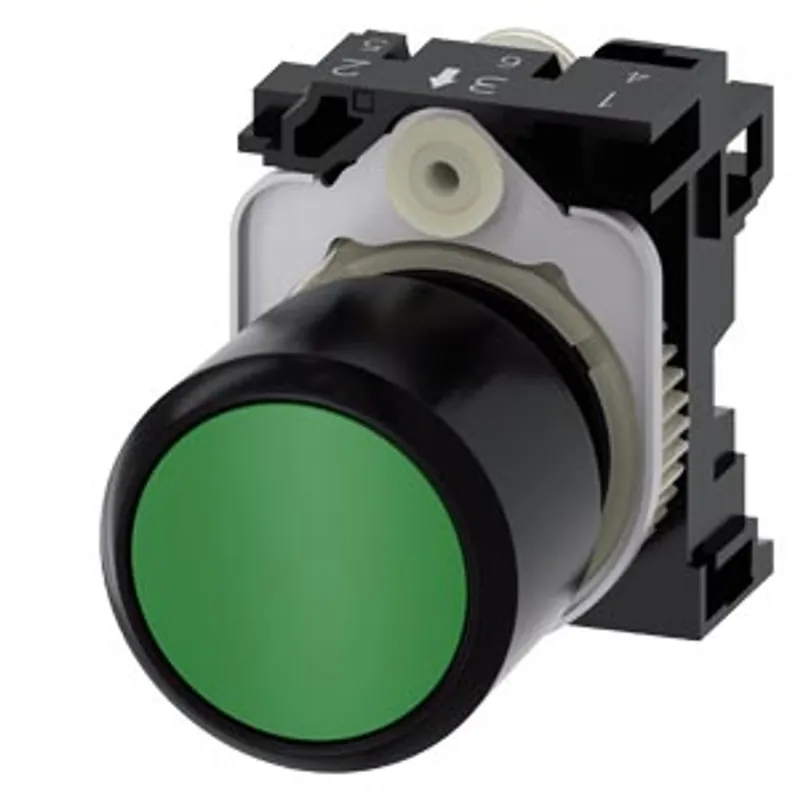 Siemens 3SU1200-0EB40-0AA0-Z X90 – Pushbutton, compact, with extended stroke (12 mm), 22 mm