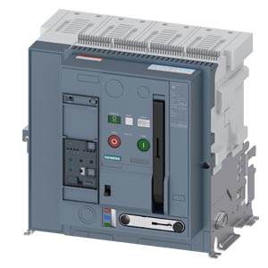 Siemens 3WA1108-4.C50-.... – Withdrawable circuit breaker, without guide frame, IEC 60947-2, size 1, 4-pole, N pole on right