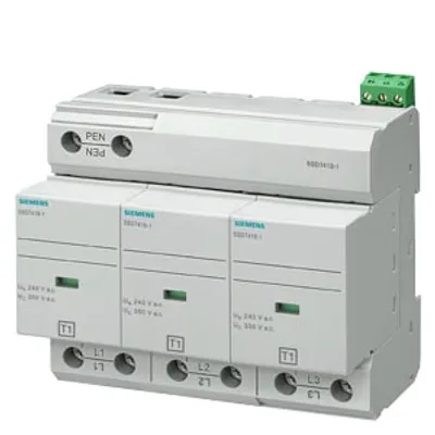 Siemens 5SD7413-1 – Lightning arrester type 1, requirement class B, Uc 350 V, protective modules, plug-in, 3-pole