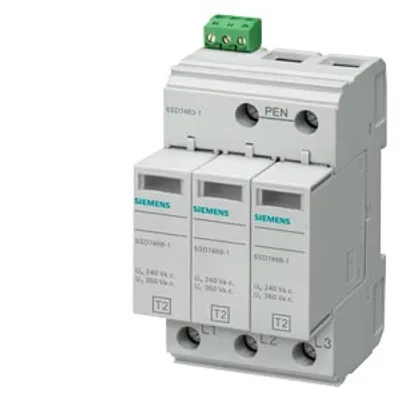 Siemens 5SD7463-1 – Surge arrester type, 2, requirement class C, Uc 350 V, protective modules, plug-in, 3-pole Siemens 5SD7463-1 – Surge arrester type, 2, requirement class C, Uc 350 V, protective modules, plug-in, 3-pole