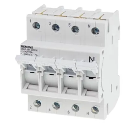 Siemens 5SG7661-0KK16 – MINIZED, fuse switch disconnector, D01, 4-pole, 3P+N, In: 16 A, Un AC: 400 V