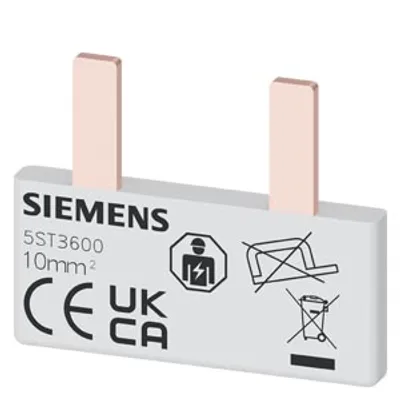 Siemens 5ST3600 – Pin busbar, 10 mm2 connection: 2x 1-phase touch-safe
