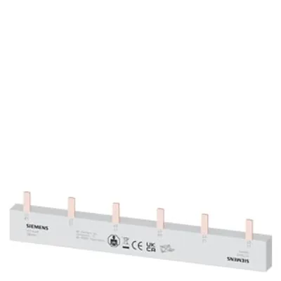 Siemens 5ST3648 – Pin busbar, 16 mm2 connection: 2x (3x (1x Phase+HS/FS)) touch-safe