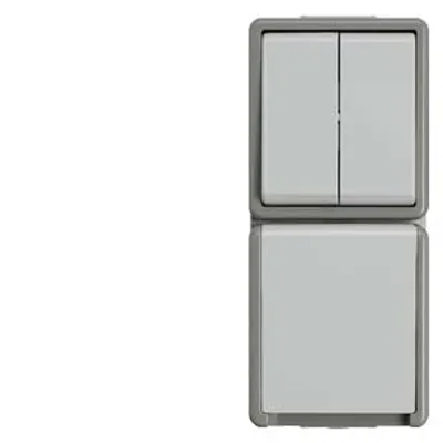Siemens 5TA4825 – DELTA fläche IP44 Combination two-circuit switch and SCHUKO socket outlet with increased touch protection…