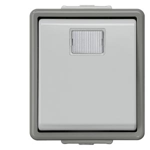 Siemens 5TD4706 – DELTA flaeche IP44, AP Dark gray/light gray button, 10A 250V with separate feedback signal with white window