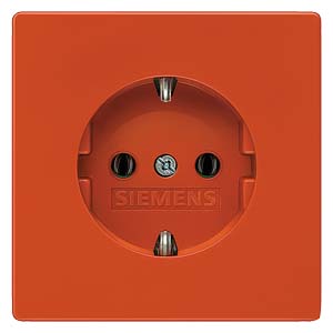Siemens 5UB1837 – DELTA style, red SCHUKO socket outlet 10/16 A, 250V with increased touch protection cover plate 68 x 68 mm — photo 1 of 2