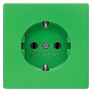 Siemens 5UB1851 – DELTA style, SCHUKO socket outlet 10/16 A 250 V Green bezel (SV) cover plate 68 x 68 mm — photo 1 of 3