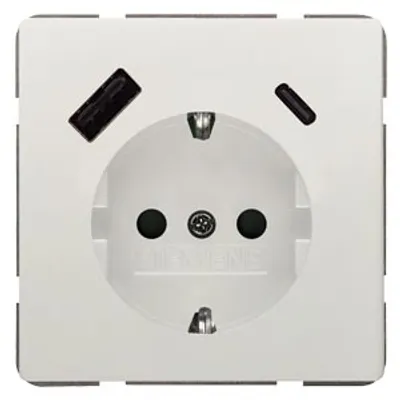 Siemens 5UB1870-1TW01 – DELTA style titanwhite USB-SCHUKO socket outlet 2 USB A+C Power: Up to 18W