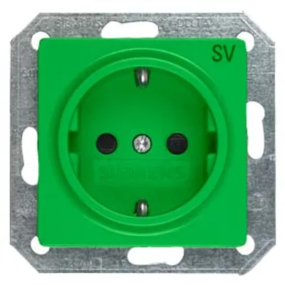 Siemens 5UB1900 – DELTA i-system SCHUKO socket outlet with increased touch protection with labeling SV green, 55x 55 mm