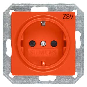 Siemens 5UB1901 – DELTA i-system SCHUKO socket outlet with increased touch protection with labeling "ZSV" orange, 55x 55 mm