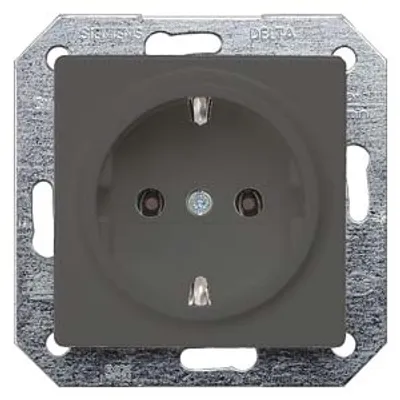 Siemens 5UB1921 – DELTA i-system carbon metallic SCHUKO socket outlet 10/16 A 250 V With screwless Connection terminals cover…