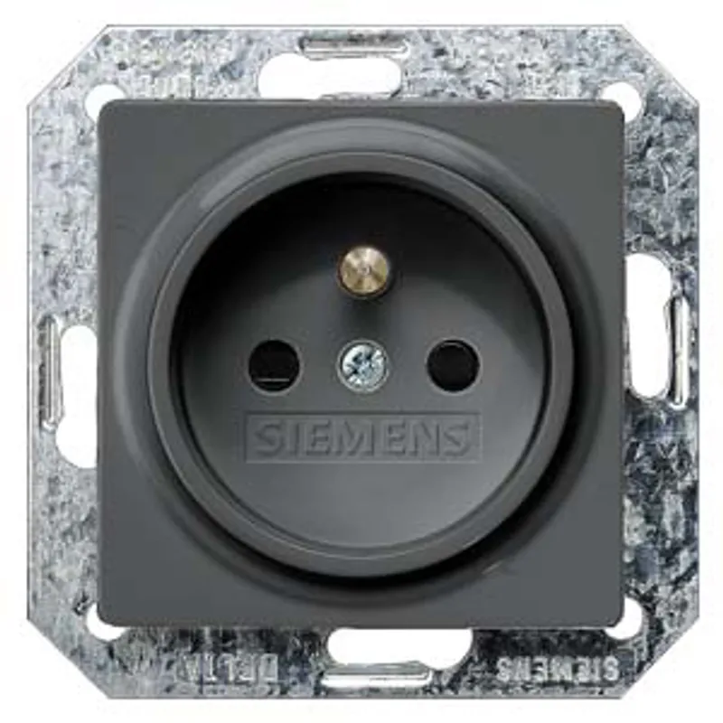 Siemens 5UB1928 – DELTA i-system, carbon metallic, socket outlet 10/16A 250 V, with grounding pin — photo 1 of 3