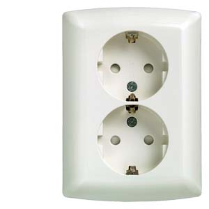 Siemens 5UB2211-3KK – DELTA SCHUKO double socket outlet 10/16A 250V with/without screw-type terminals with increased touch…