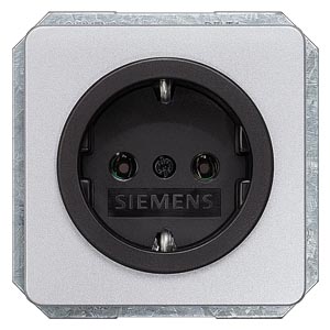 Siemens 5UH1063 – DELTA profil, silver Cover plate 65x 65 mm with bezel black for SCHUKO socket outlet with increased touch…
