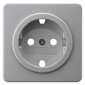 Siemens 5UH1064 – DELTA profil, silver Cover plate 65x 65 mm with bezel silver for SCHUKO socket outlet