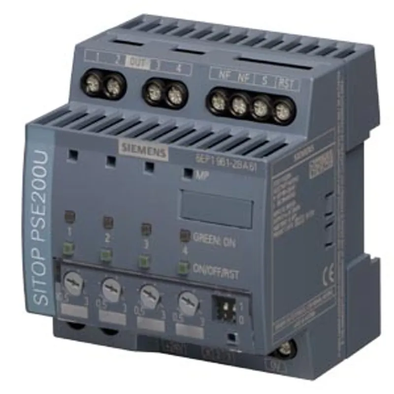 Siemens 6EP1961-2BA61 – SITOP PSE200U/4X0.5-3A/SEO/NECCLASS2 SITOP PSE200U 3 A NEC CLASS 2 selectivity module 4-channel input: 24 V…